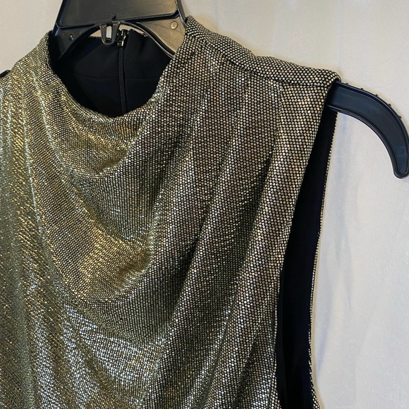 BLACK HALO Gold Sleeveless Crew Neck Above The Knee Party Body Con Dress 6 NWT - Picture 4 of 14